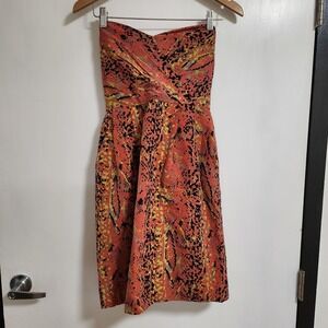 DKNY Strapless Back Wrap‎ Tie Dress Multicolor